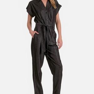 Elan NWT Utility Short Sleeve Belted Jumpsuit